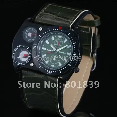 OULM Уникальный дизайн военный армейский зеленый циферблат Мужские кварцевые