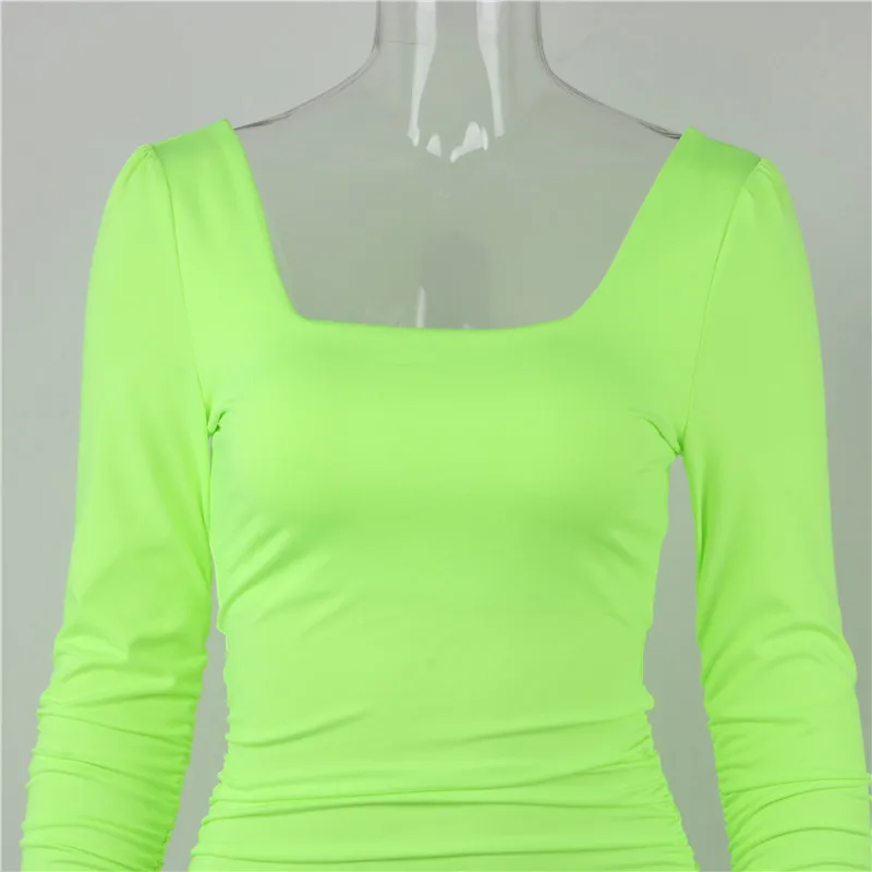 Nadafair с длинным рукавом Мини бодикон платье открытая спина Ruched Клубное белое платье обтягивающее сексуальное вечернее платье для женщин