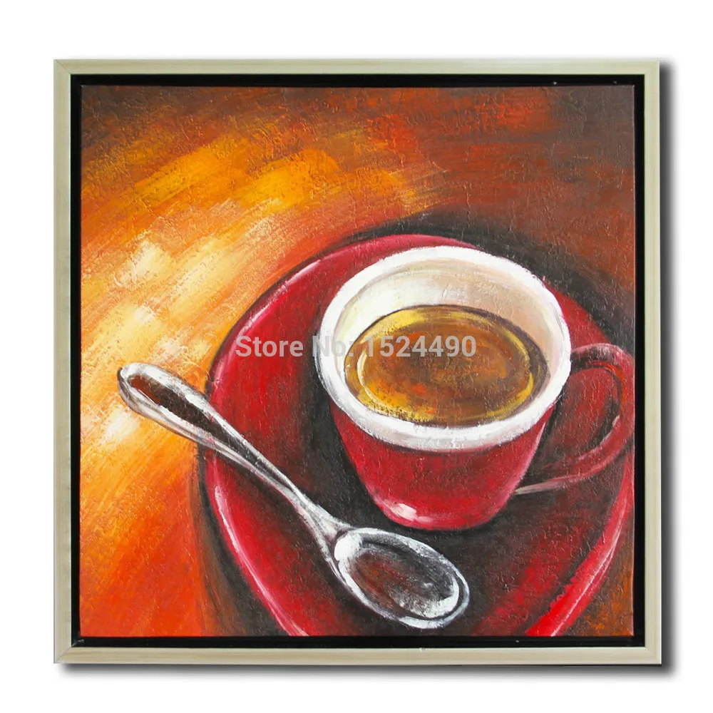 Ручная роспись маслом на холсте чашки и кофе картины постер настенные