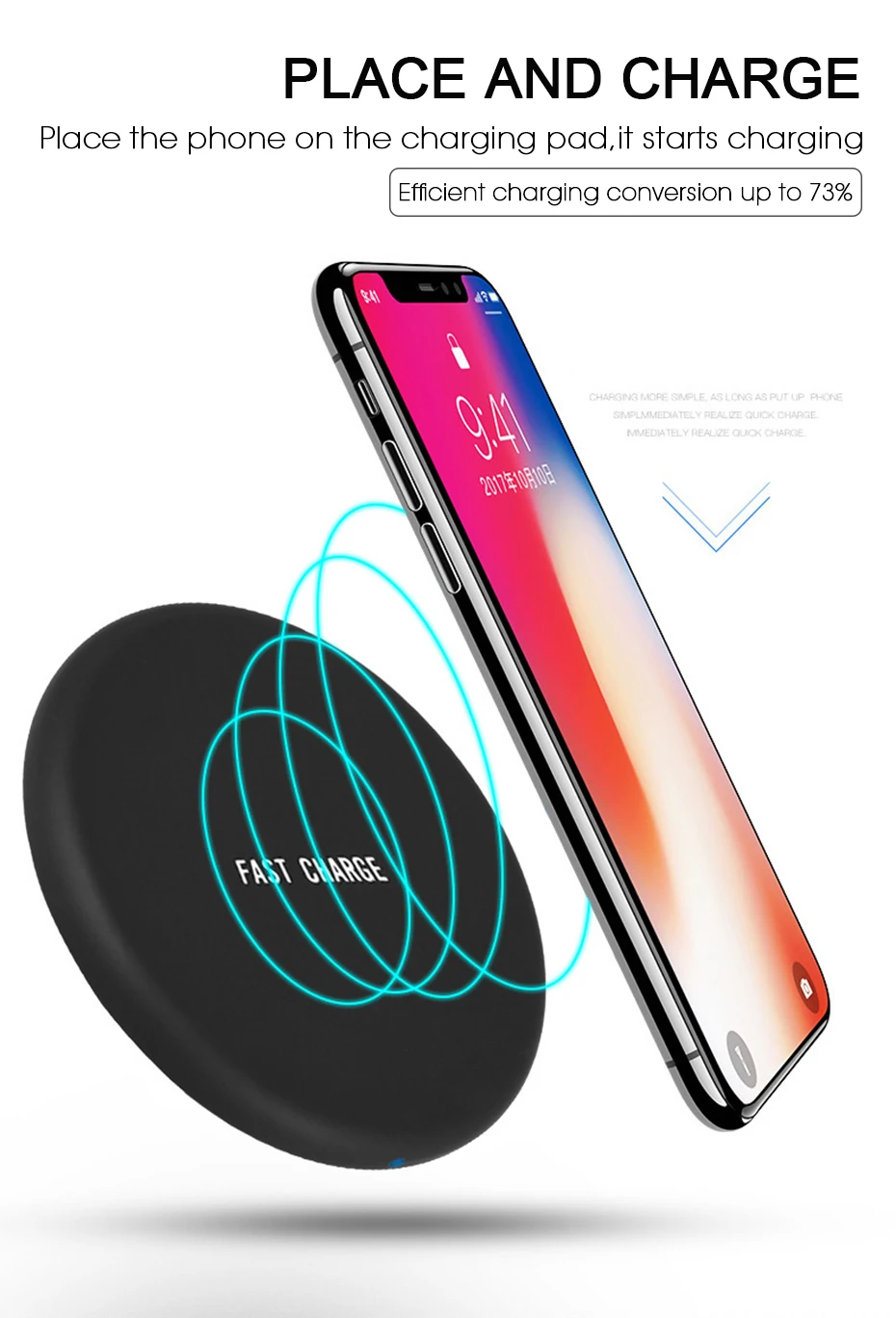 Konsmart Mini QC 2,0/3,0 быстрое зарядное устройство Qi для iPhone 8 10 X samsung S6 S7 S8 Plus Note8 Быстрая зарядка