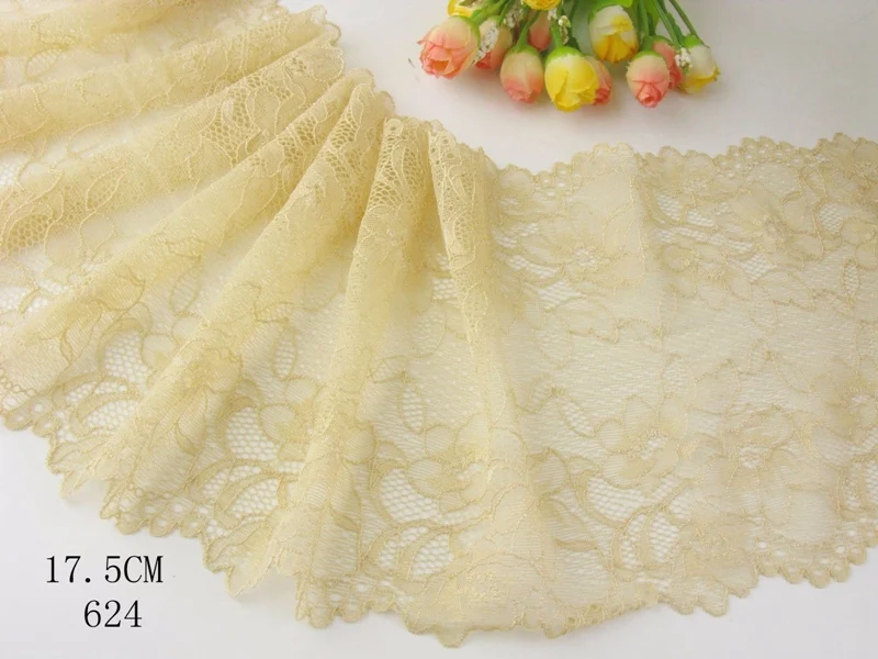 Beige 624 1 ярд, тонкое эластичное/спандекс, цветочное, розовое/фиолетовое/красное/белое/Черное кружево, отделка «сделай сам»/Шитье/Свадебное кружево 03 - Цвет: Beige 624