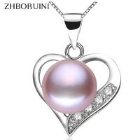 zhboruini high quality pearl jewelry aaaa natural freshwater pearls heart pendants 925 sterling silver jewelry for women gift