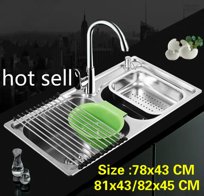 

Free shipping Househ vogue kitchen double groove sink 304 stainless steel wash the dishes hot sell standard 78x43/81x43/82x45 CM
