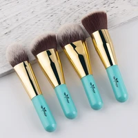 anmor 4pcs kabuki make up brushes synthetic hair foundation powder blush wood handle makeup brush set traveling kit high quality