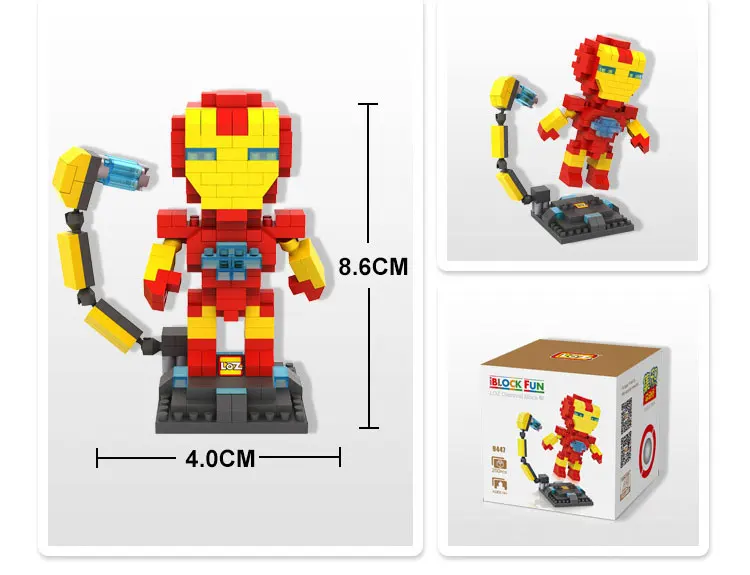 Горячие DIY 3D LOZ Алмазные Строительные блоки дети куклы Супер Герой Мстители