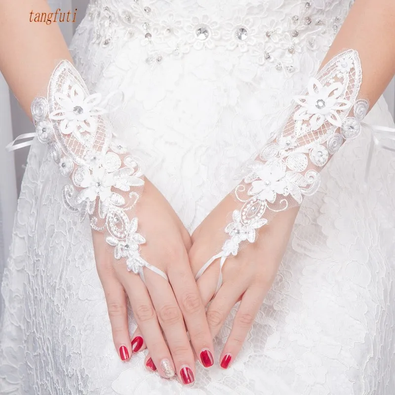 Fingerless Bride Wedding Gloves With Rhinestone Lace Women Opera Length Fashion Accessories | Свадьбы и торжества