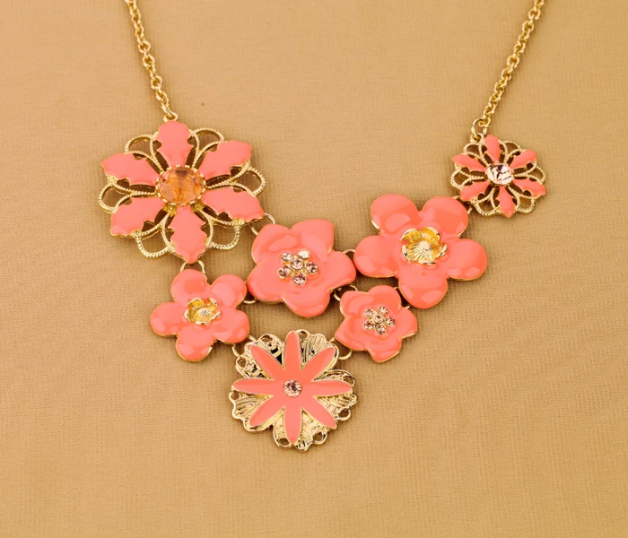 Sweat Orange Crystal Flower Necklace For Women Long Bohemia Romantic Jewelry Accessory | Украшения и аксессуары