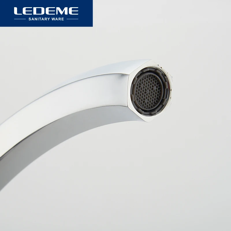 LEDEME Смеситель для кухни высокий с гайкой латунь Цвет: хром L4059-2