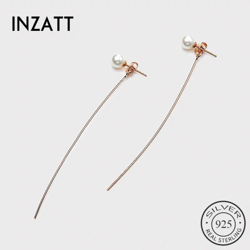 

INZATT минималистичные витые металлические серьги 6 мм висячие серьги с жемчугом искусственные серебряные милые темпераментные ювелирные изд...