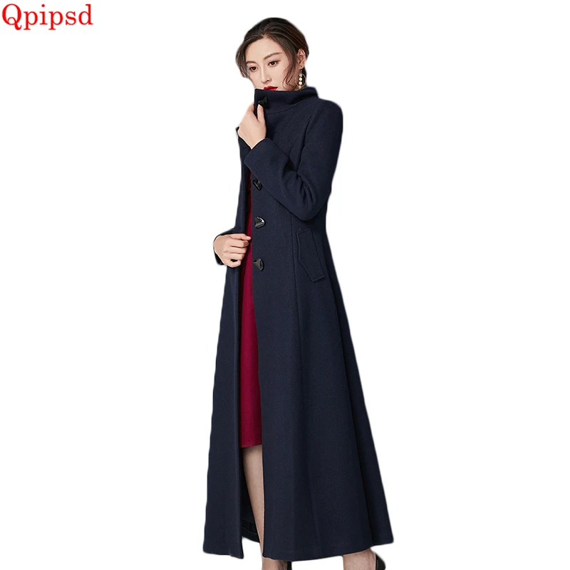 

High Grade Wool Coat 2021 Autumn Winter New Long Woolen Jacket Coat Womens Warm Wool Overcoat Female Temperament Slim Wool Outer