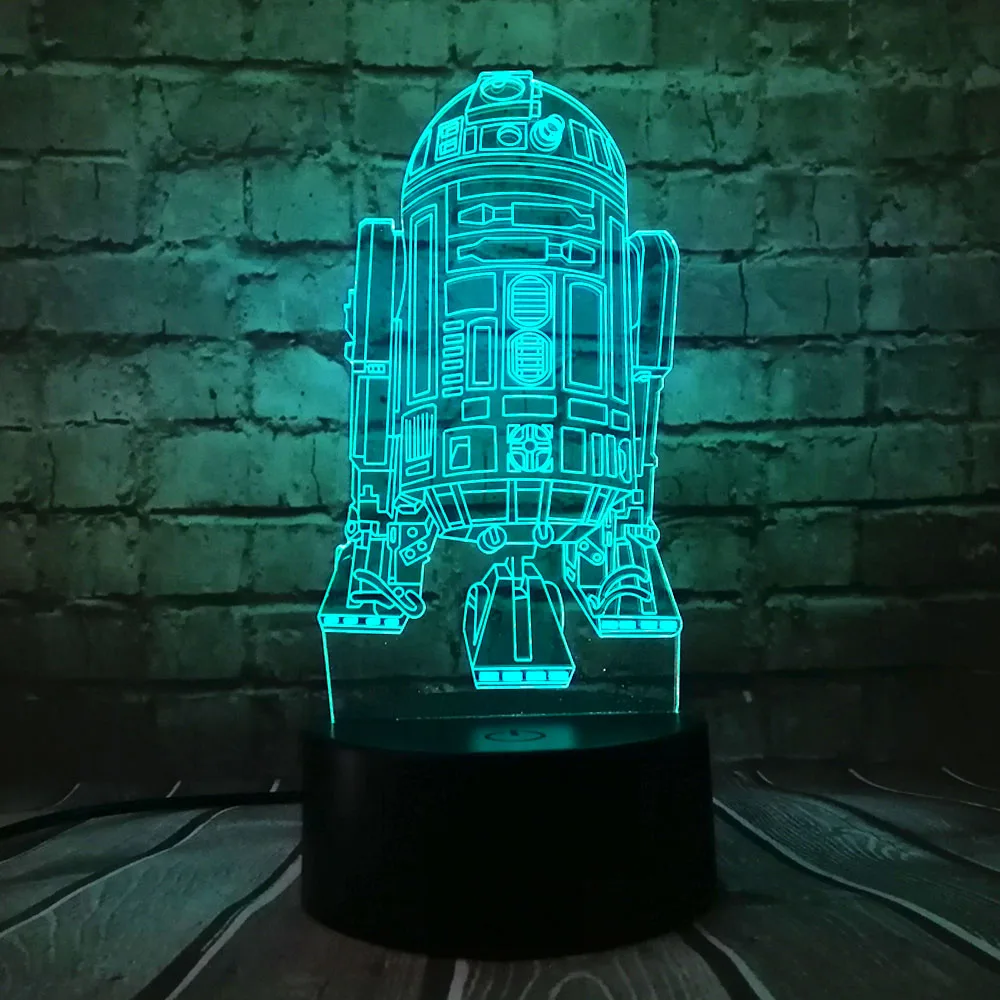 Горячая Распродажа 3D военный корабль из Звездных войн робот R2-D2 лампа 7 цветов