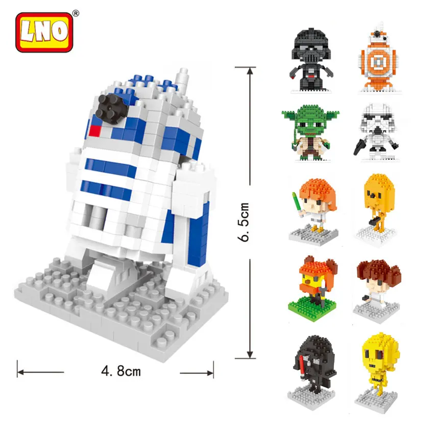 LNO строительные блоки йода мини блоки Дарт Вейдер DIY Модель BB-8 R2-D2 пластиковые кирпичи развивающие игрушки для детей без коробки