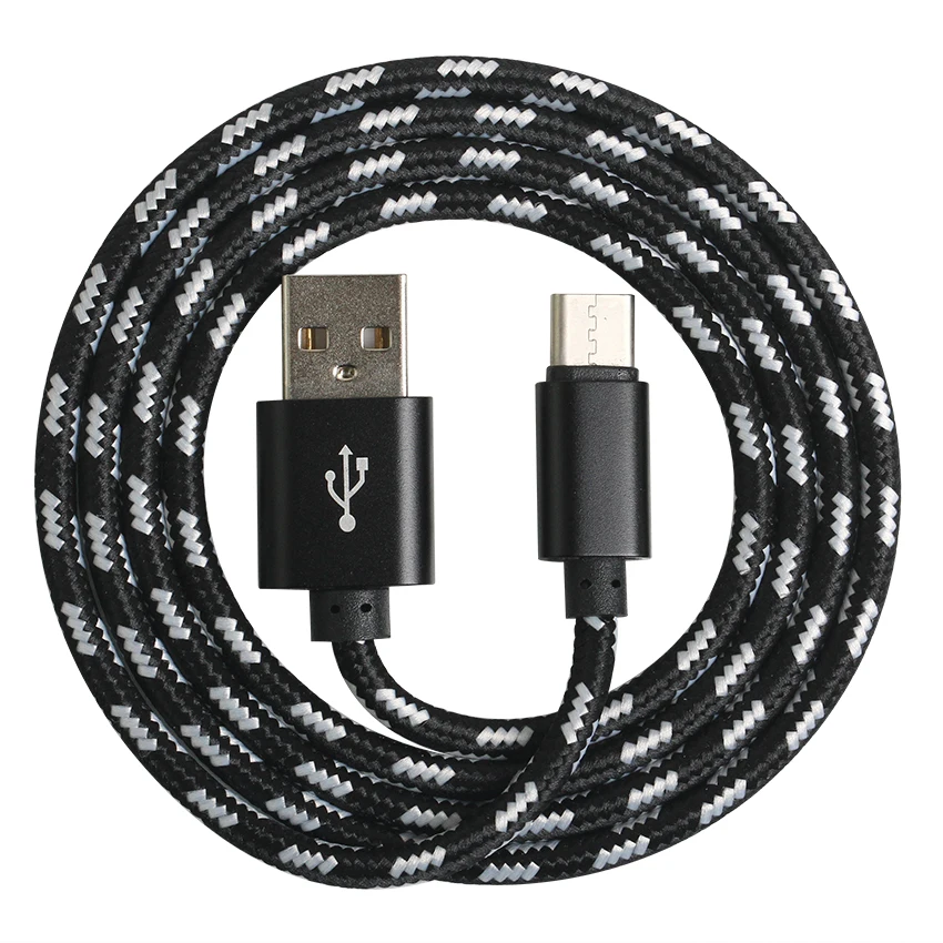 1 м 2 3 Плетеный Micro type C 8pin USB c кабель для зарядного устройства тканевый