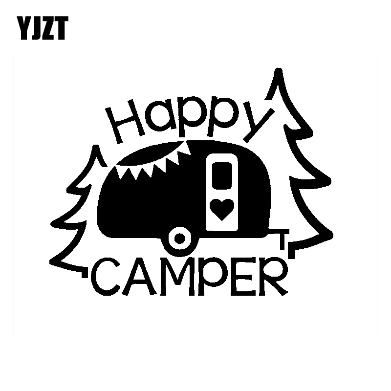 YJZT 16 см * 12 9 Персонализированная наклейка с надписью Happy Camper Виниловая для