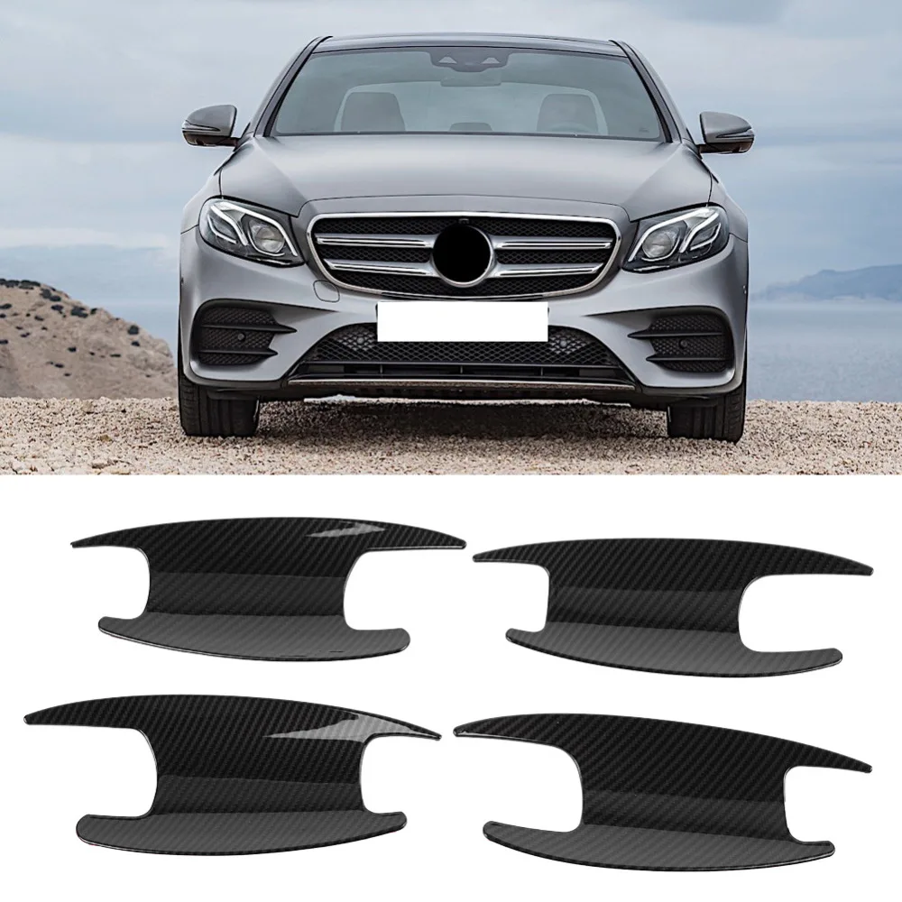 4 шт. углеродное волокно стиль наружной двери чаши Накладка для Mercedes Benz Class W213 W205 X253 предотвращает поверхность от царапин