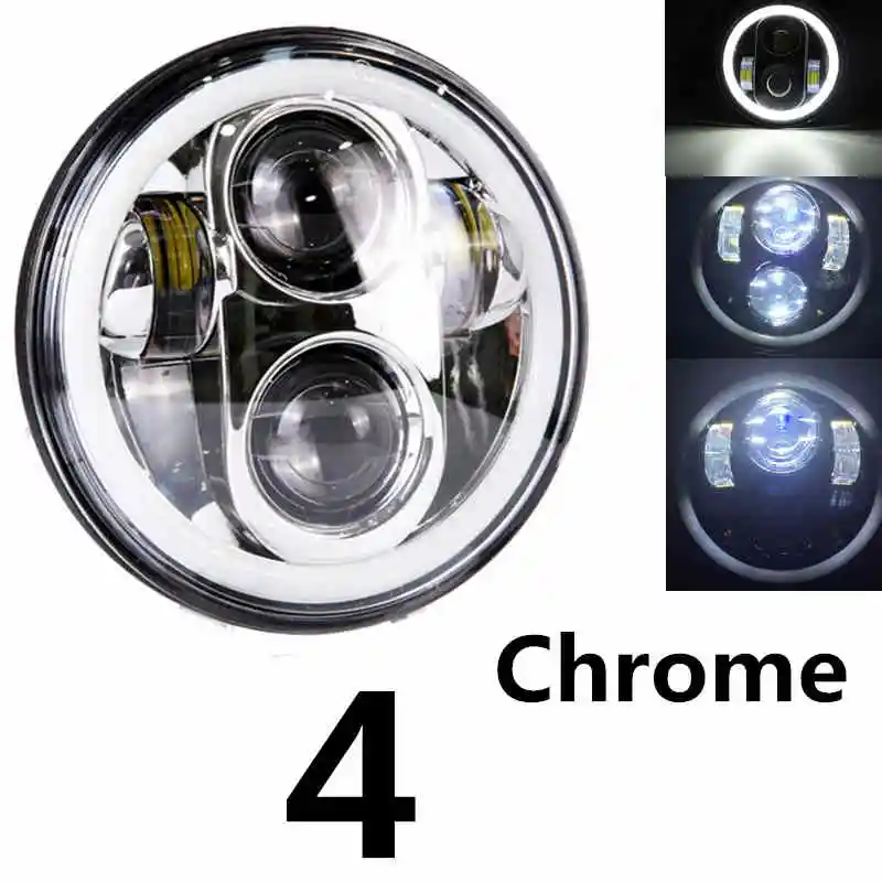 H4 мотоциклетная фара 5 3/" 5,75" мотор Bluetooth дистанционный круглый RGB светодиодный налобный фонарь DRL для Harley Softail Dyna Sportster - Цвет: 4  chrome