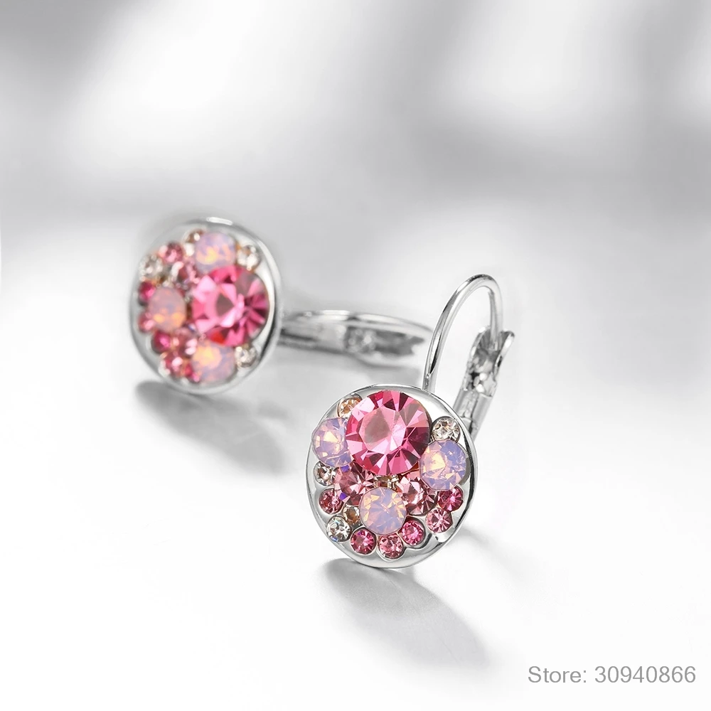 Модные круглые очаровательные серьги-гвоздики с кристаллами Swarovski, женские серьги с чешскими кристаллами, ювелирных изделий Brinco