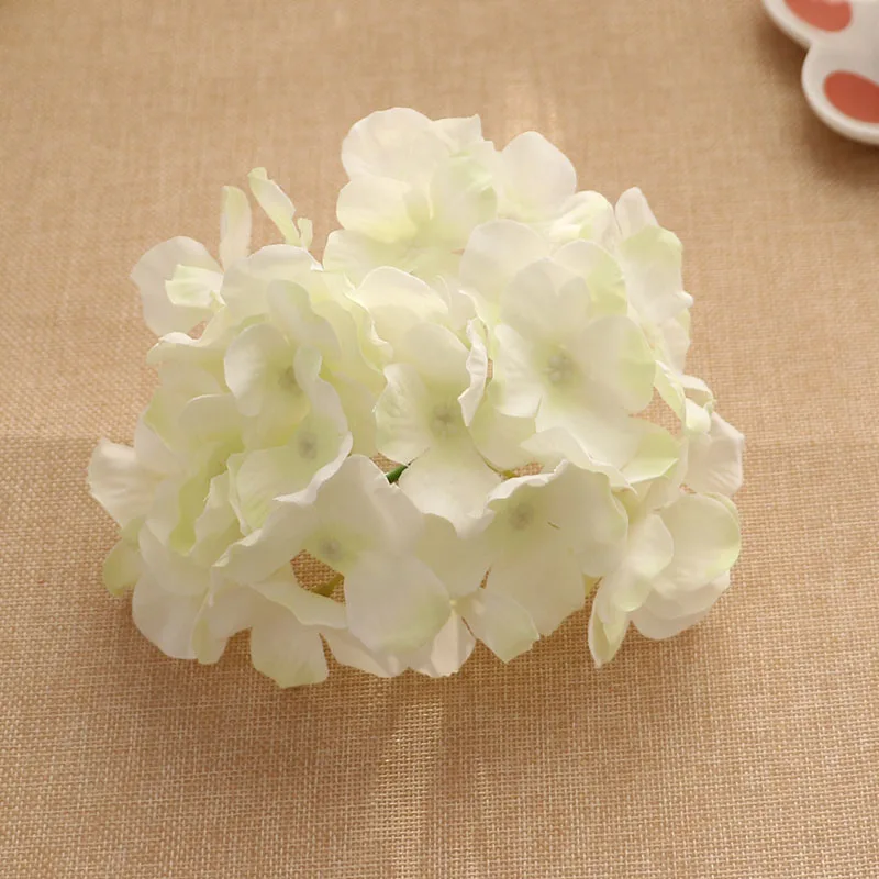 White Green 25 шт. гортензии Цветочные головки искусственные настенные цветы Шелковый Искусственный цветок для дома свадебные декорации - Цвет: White Green