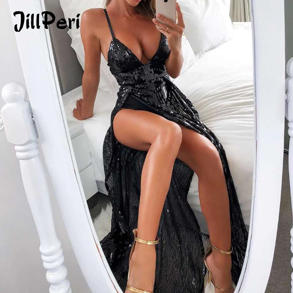 Jillperi модные женские платья глубокий v-образный вырез ремешок высокая талия