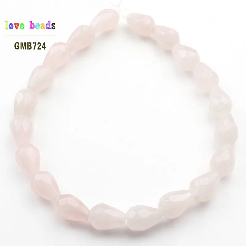 rose quartz Бусины Из Натурального граненого камня в форме капли, авантюрин, тигровый глаз, красные яшмы, бусины 8*10 мм, бусины для изготовления ювелирных изделий, 20 шт - Цвет: rose quartz