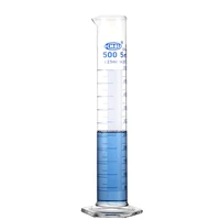 500ml measuring cylinder with spout and graduation with glass heagon base laboratory chemistry equipment