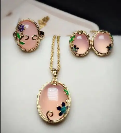 Natural chalcedony explosion of material from the fluorescent particle set transparent fashion green Necklace Earring | Украшения и