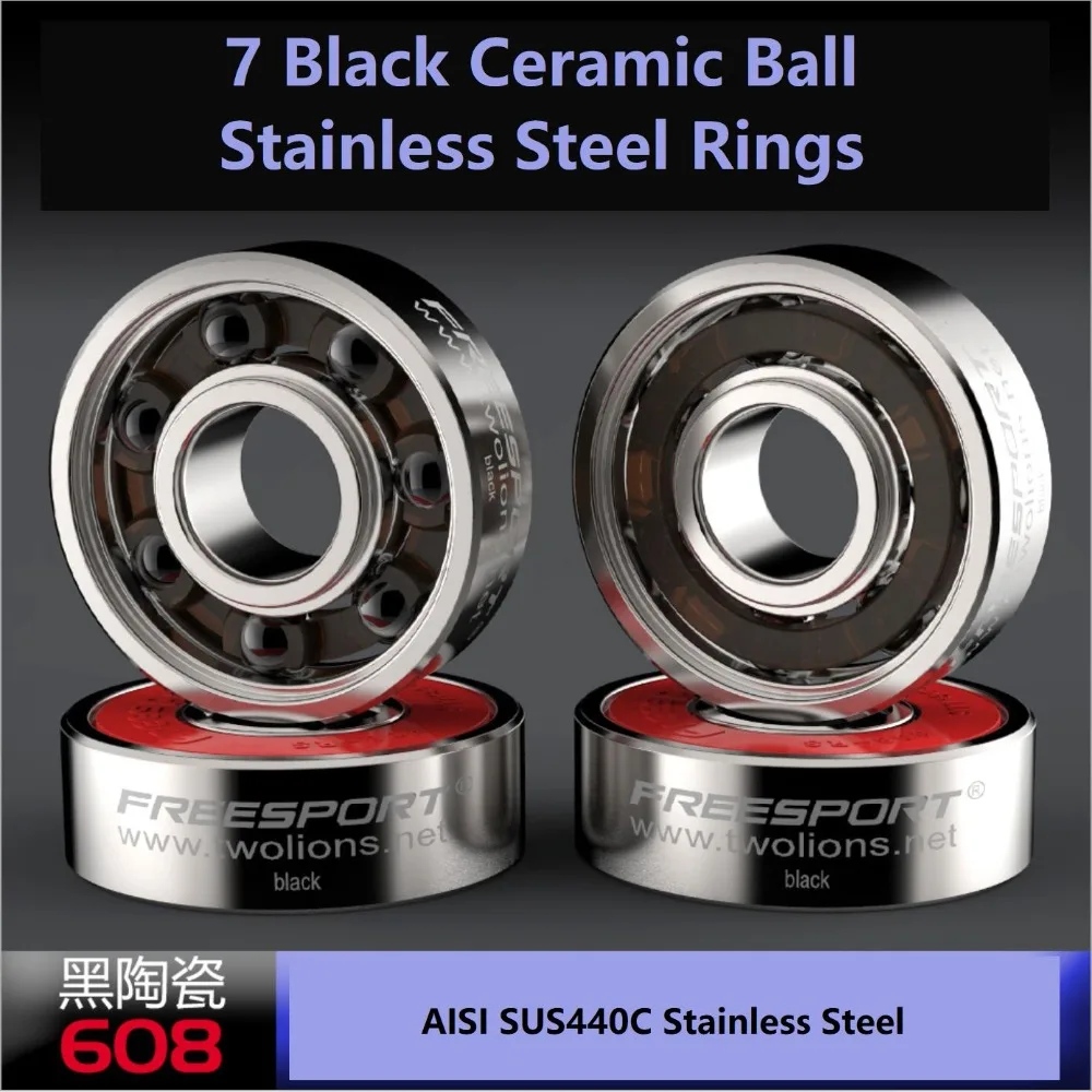 FreeSport 608 ABEC9 гибридные черные керамические подшипники из нержавеющей стали для