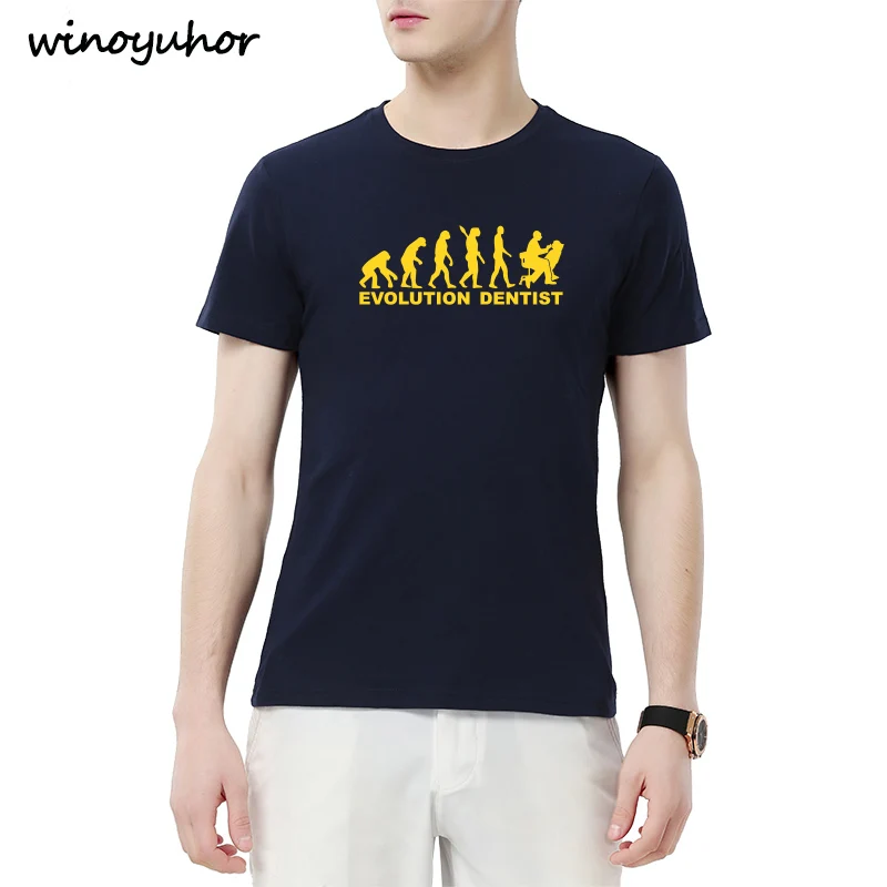 Navy Evolution Dentist футболки мужские летние топы с коротким рукавом и круглым вырезом Забавный принт хлопок мужские футболки подарок для дантиста футболка - Цвет: Navy