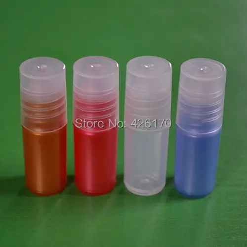 

Freeshipping High-grade 3ml Plastic Refillable Bottle Ointment Lip gloss Eye Cream Tube 50pcs/Lot Roll on Cap Glass ball