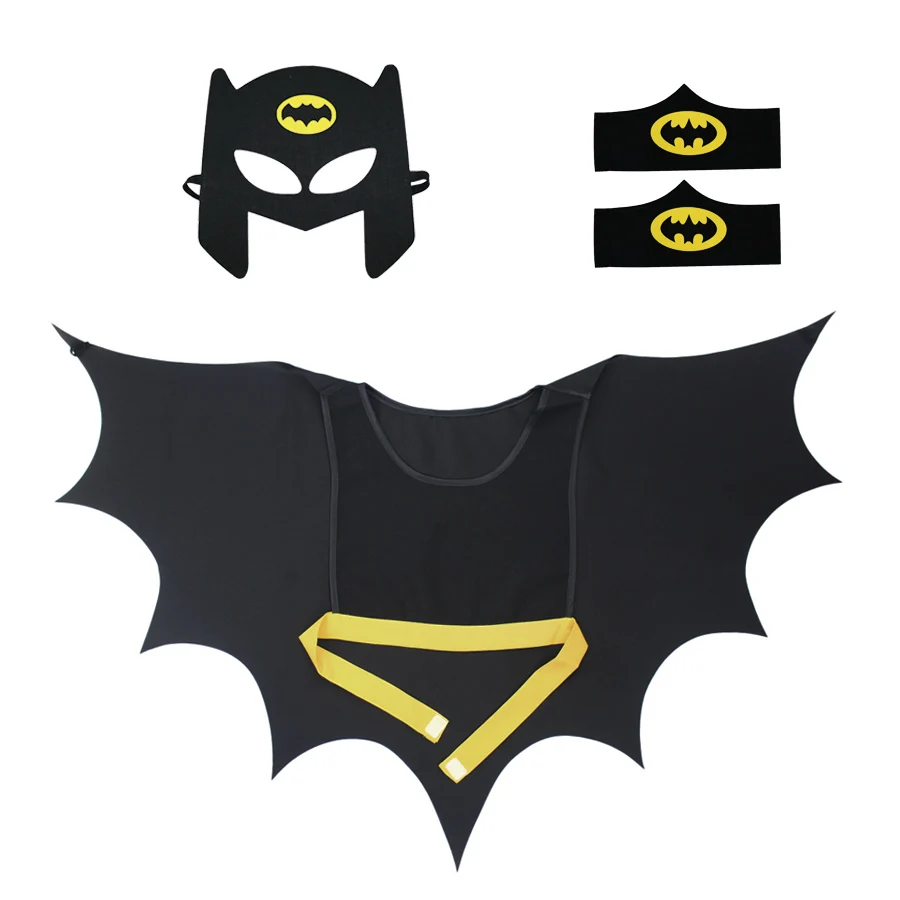 D.Q.Z 3T-9T Kids Boys Black Bat Wings Animal Cape Mask Bracelets Dress Up Party Cosplay Costume Halloween Prop-pretend Play |