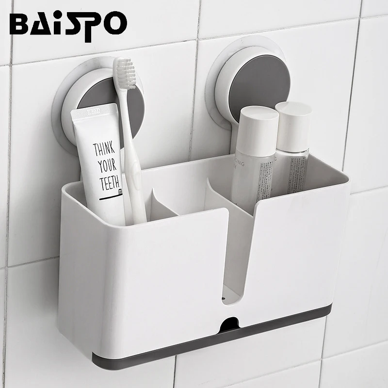 BAISPO многофункциональная полка для ванной комнаты настенная полка на присоске зубная паста зубная щетка для хранения бритвы аксессуары для ванной комнаты