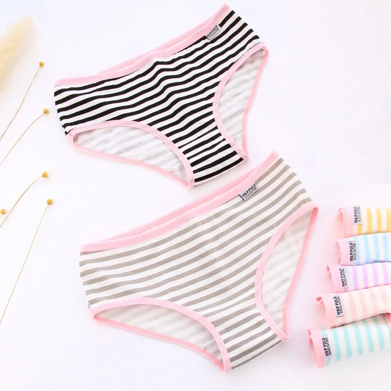 Calcinha Infantil/, партиями по 6 шт./пакет Cotton Candy полосатый молодых трусы для девочек с рисунками из мультфильма «подростков нижнее белье для брюк оптом A001