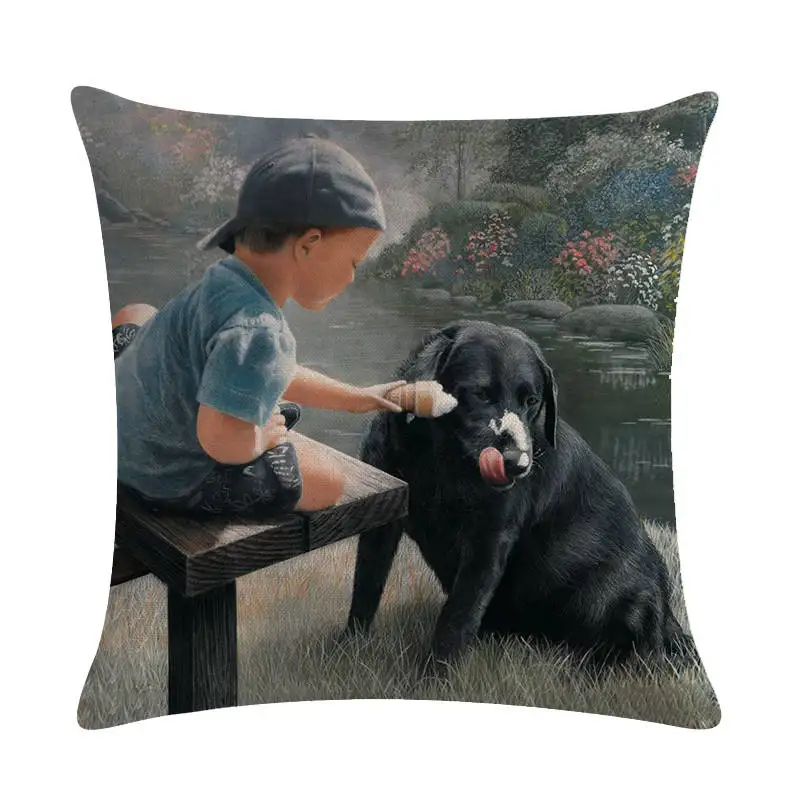 Распродажа квадратная подушка для домашних животных собак с людьми чехол