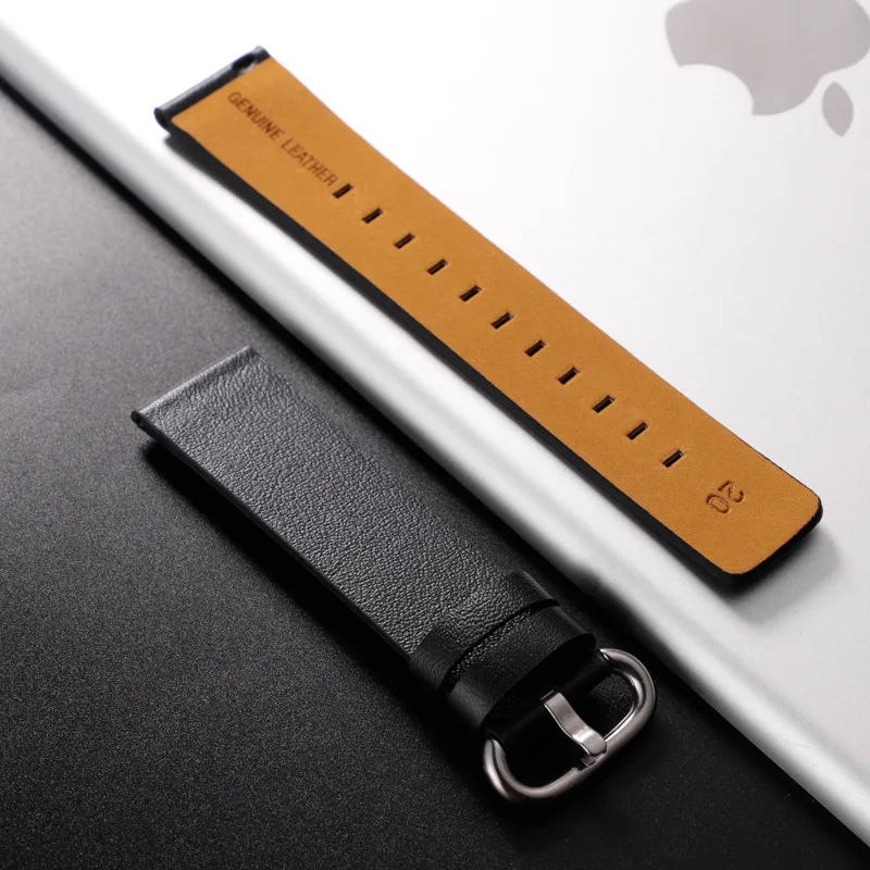 

20 22mm Smart Bracelet Leather Strap First Layer Leather Smart Strap Black Brown White Strap