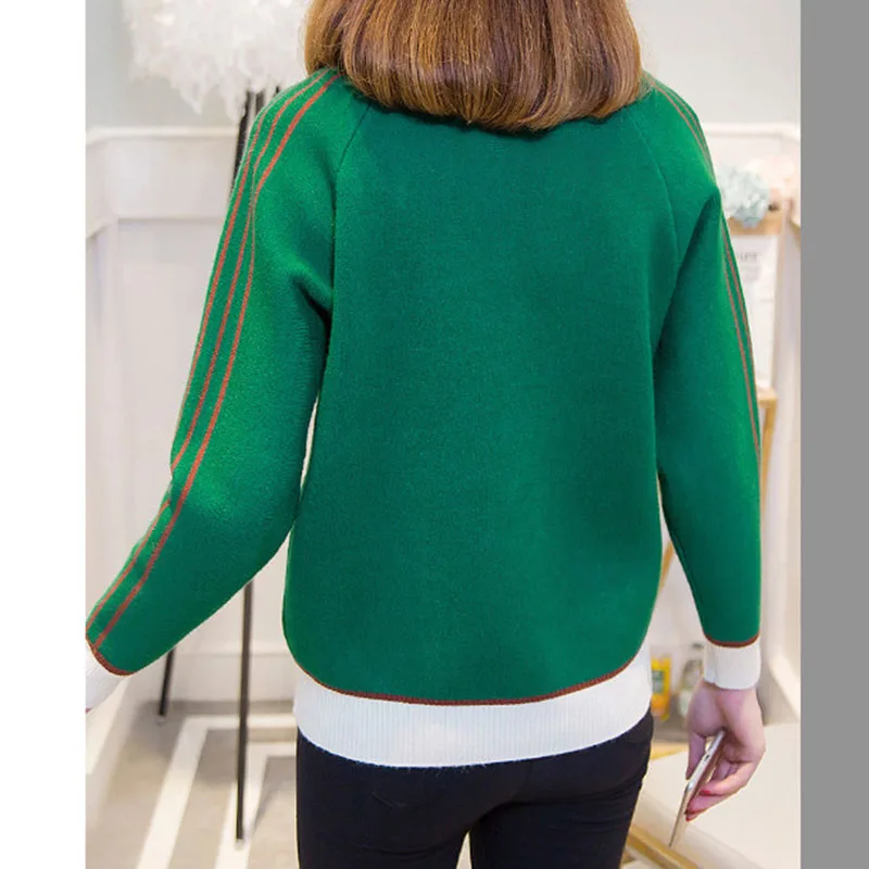 Женский свитер на молнии вязаный короткий с длинным рукавом 2019 |