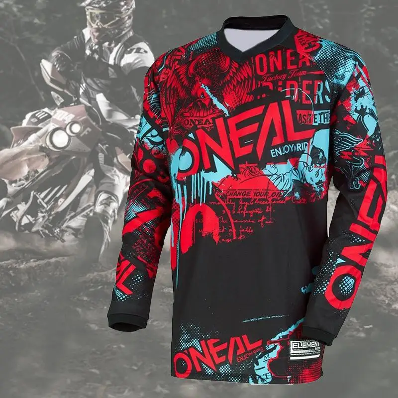 Men Long Sleeve O-Neck Shape Motorcycle Outdoor Speed Motocross Racing Quick-drying Jersey motocross jersey | Спорт и развлечения