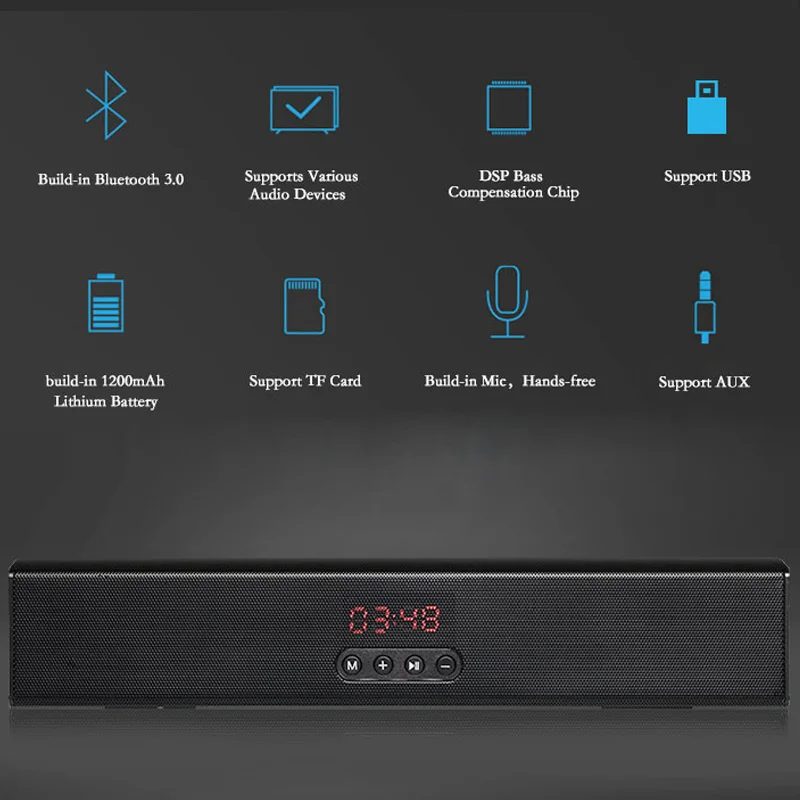 Bluetooth динамик беспроводной громкоговоритель бас 10 Вт стерео объемный Саундбар ТВ