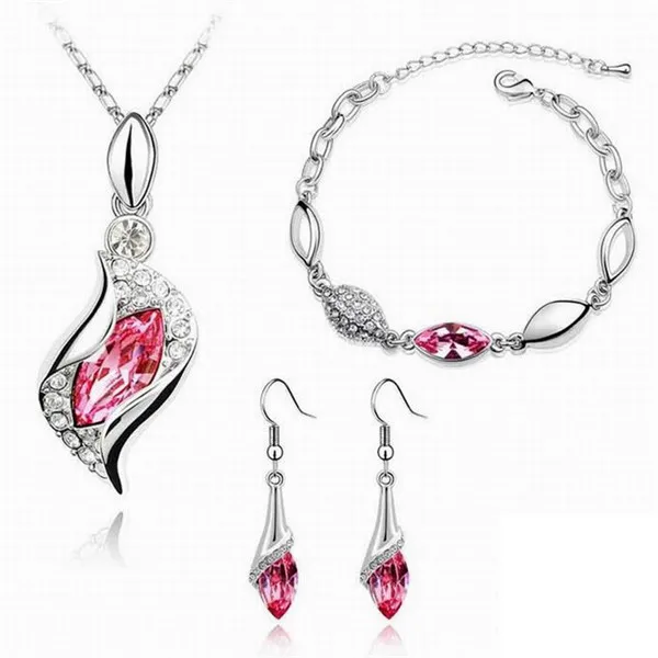 Silver Rose MISANANRYNE высокое качество элегантный роскошный дизайн Новая мода разноцветные Австрийские кристаллы падение ювелирные изделия, Золотая цепь наборы для женщин подарок - Окраска металла: Silver Rose