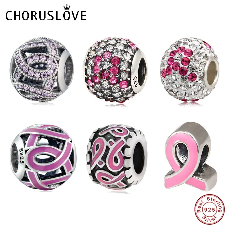 Choruslove раковая розовая лента амулеты 925 пробы серебристая бусины подходят | Отзывы и видеообзор