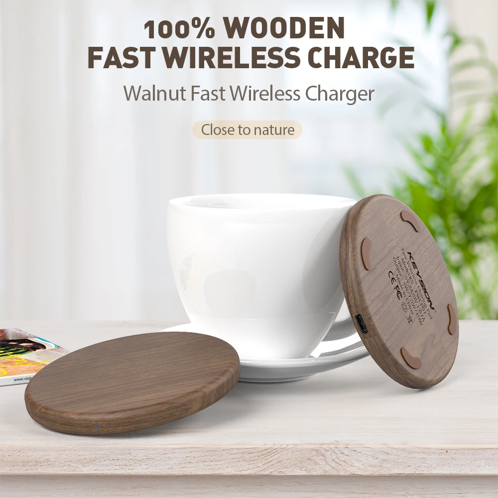 keysion wooden 10w qi fast wireless charger for iphone 11 xs max xr 8 plus wireless charging pad for samsung s10 s9 xiaomi mi 9 free global shipping