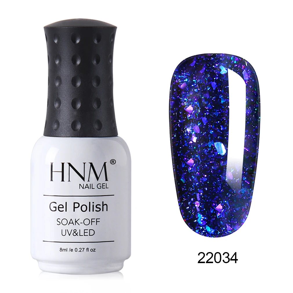 HNM Гель-лак для ногтей 8 мл Bling Хамелеон звёздный Гель-лак УФ светодиодный белый черный гель для ногтей штамповка краски геллак эмаль клей - Цвет: 22034