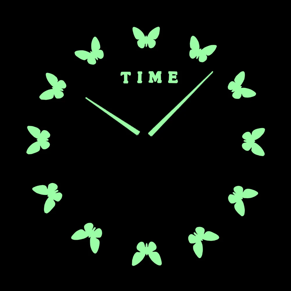 Светящиеся бабочки новые настенные часы Horloge Murale Diy 3d акриловые Зеркальные Стикеры большие домашние кварцевые современный дизайн