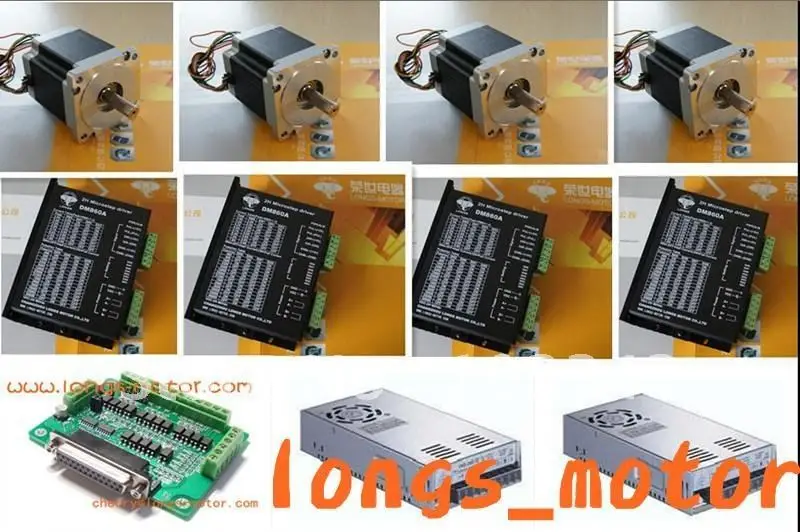 4 оси Nema 34 шаговый двигатель 880OZ-In и драйвер шагового двигателя DM860A контроллер db25