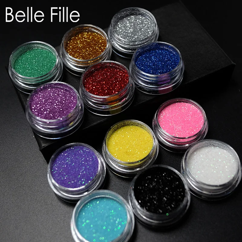 Belle Fille 12 коробка Золотое маленькое блестящее напыление лазерный маникюр Дизайн