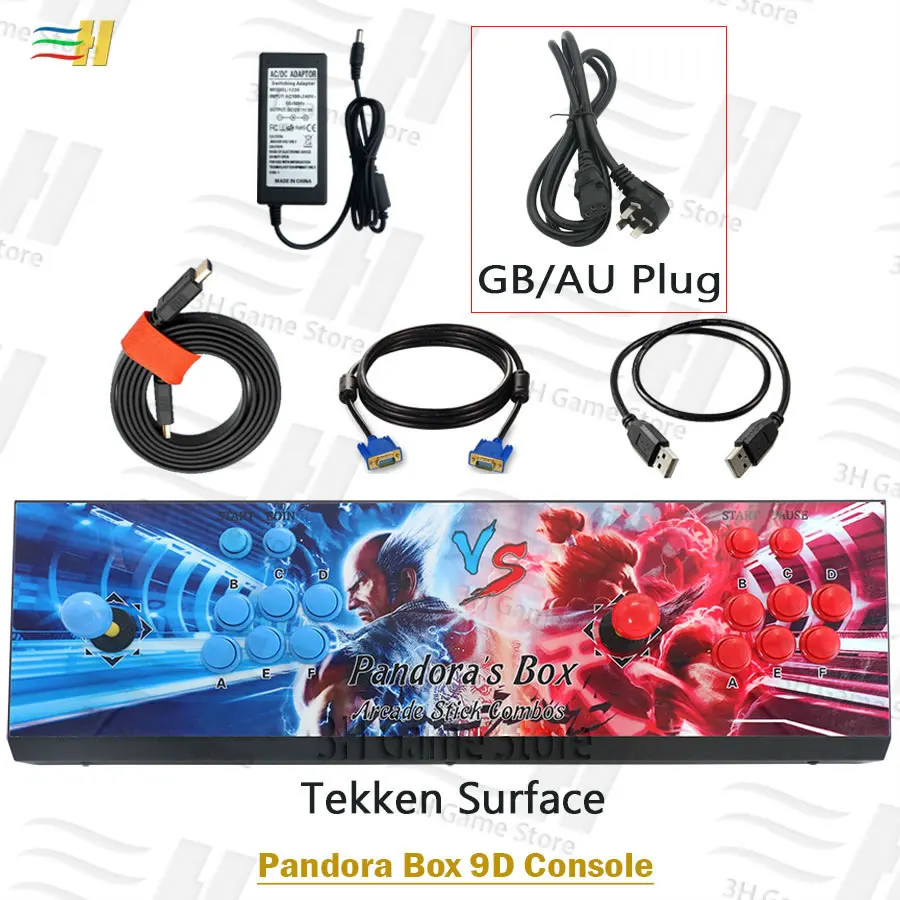 PB9d tekken GB plug Pandora box 9d 2500 В 1 железная консоль аркадная игра контроллер Поддержка 3d игры консоль машина Поддержка 3P 4P usb подключение геймпад - Цвет: PB9d tekken GB plug