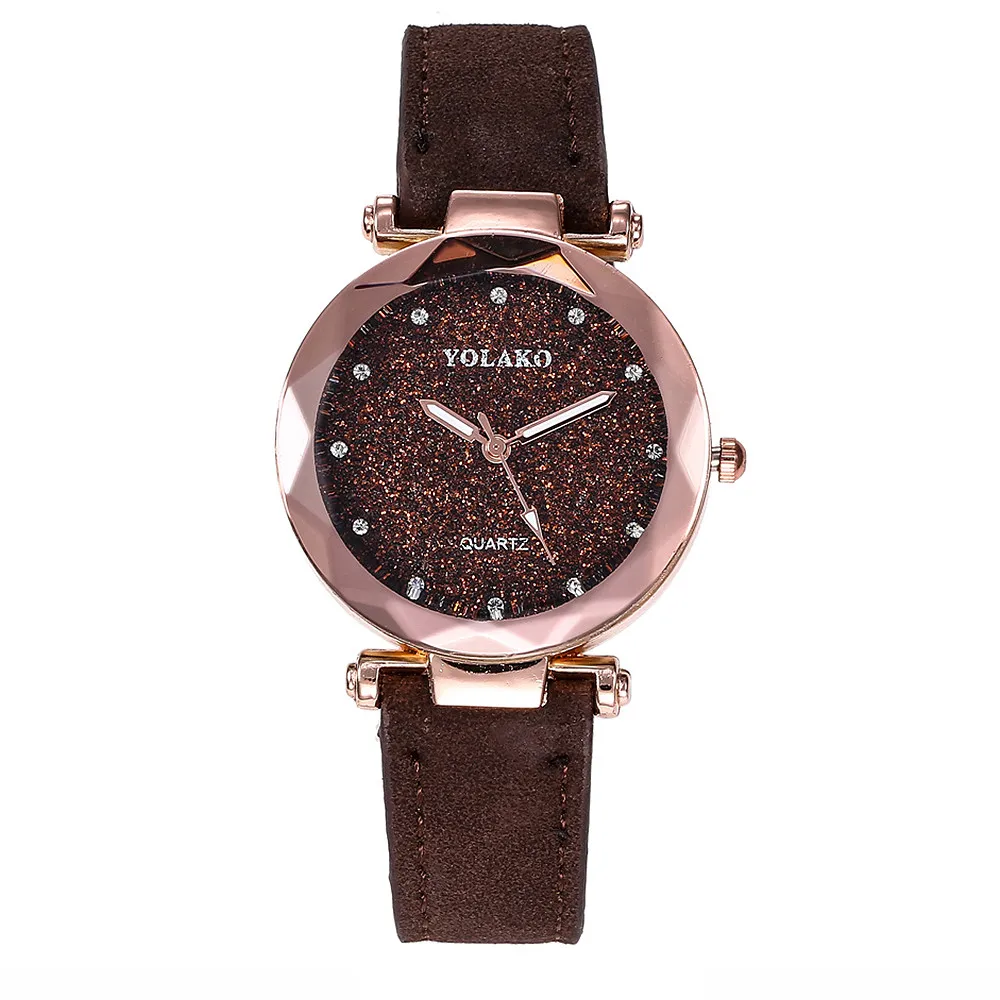 #5001YOLAKO Women's Casual Quartz Leather Band Starry Sky Watch Analog Wrist reloj mujer New Freeshipping Hot Sales | Наручные часы