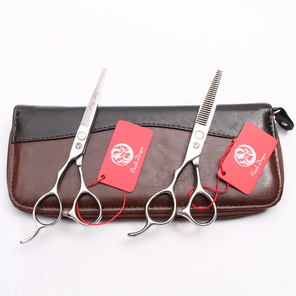 

Left Hand 6" Purple Dragon JP Barber Makas Silver Cutting Scissors Thinning Shears Professional Hair Scissors Set Of Tool Z8000