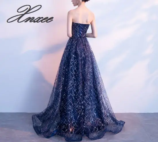 

2020 new dignified atmosphere long paragraph noble and elegant star sky slim dress