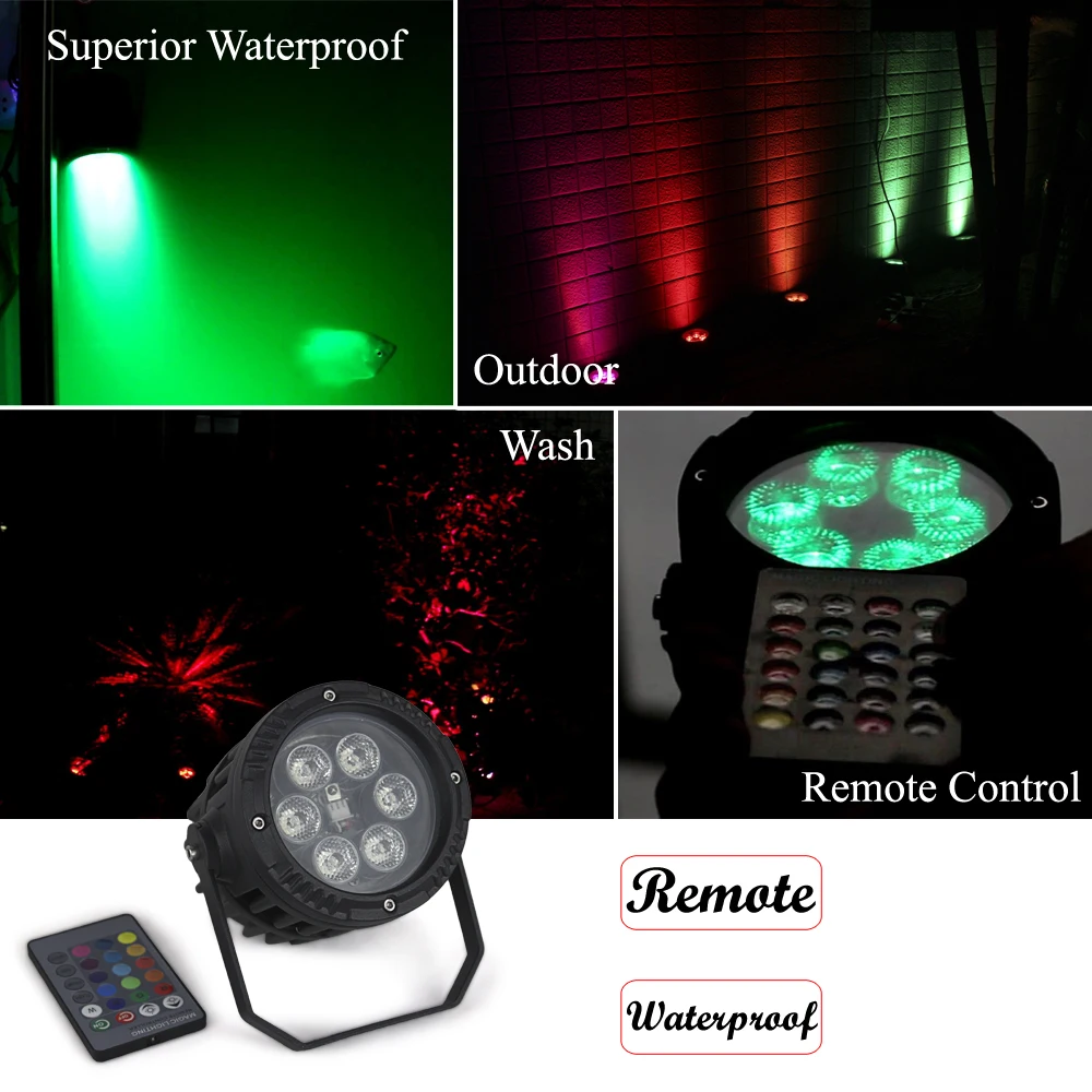 2 шт./лот LED Par Light с 6 шт. лампами бусинами 3 Вт RGB пульт дистанционного управления