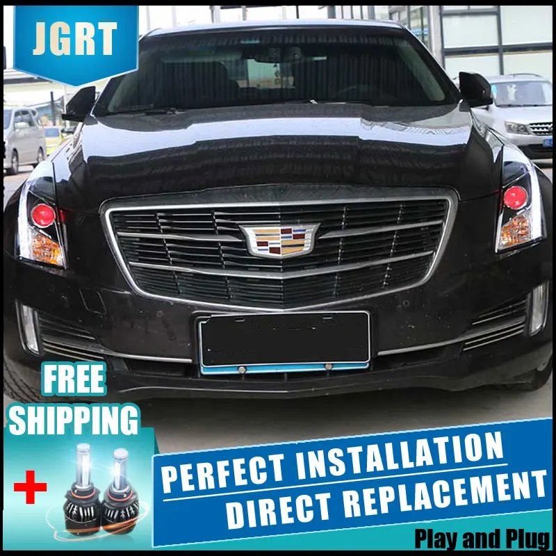 2 шт. светодиодный фонарь для Cadillac ATS- Автомобильный светодиодный фонарь с двойными ксеноновыми линзами автомобильные аксессуары дневные ходовые огни противотуманные фары